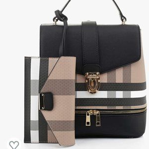 SG SUGU Fashion Casual Faux Leather Shoulder Bag Mini Backpack School Bag for Wo